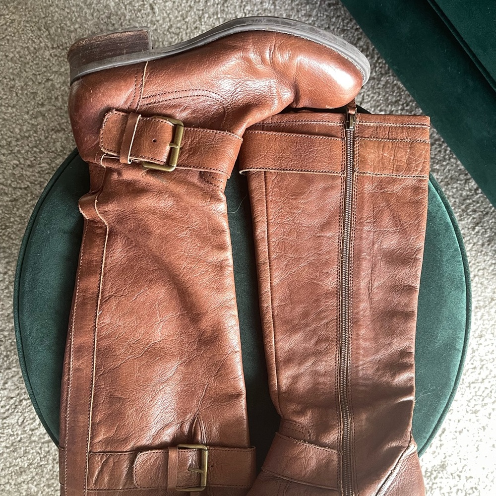 Franco sarto Leather Riding boots zip up brown soft leather super comfortable